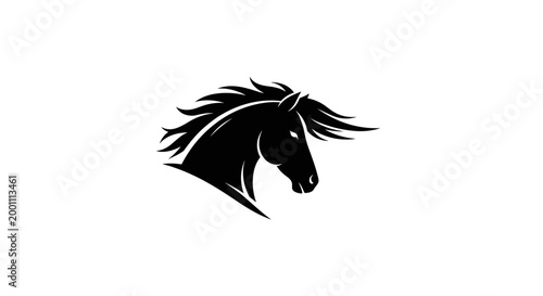 Black Horse Head Silhouette Profile.
