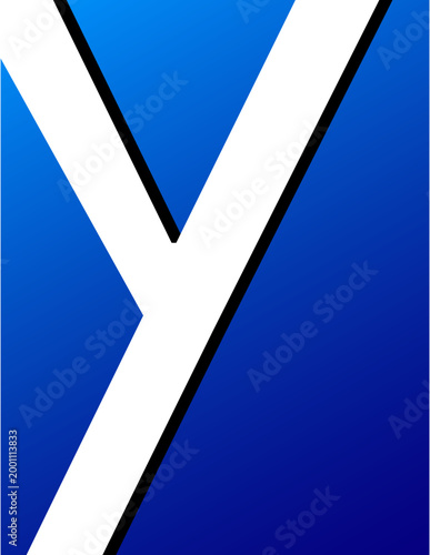Abstract White Letter Y Logo On Blue Gradient Background