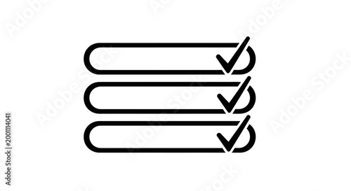 Konstfotografi Checklist icon with three items and checkmarks on a white background, representi