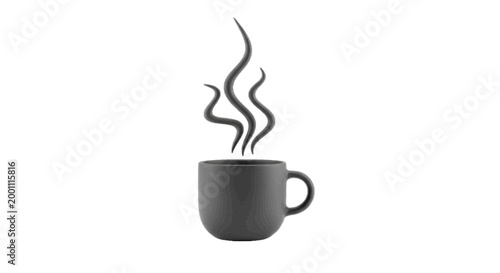 Minimal black silhouette icon, simple flat vector, bold black shape, no, no shading a steaming cup of coffee on a, flat icon style