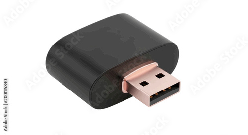 Minimal black silhouette icon, simple flat vector, bold black shape, no, no shading compact black usb wireless receiver dongle with rose gold connector on a, flat icon style