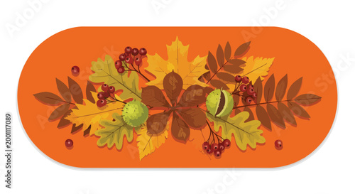 Autumn Leaves Arrangement, Seasonal Botanical Illustration, Flat Vector Design, Fall Foliage Decor