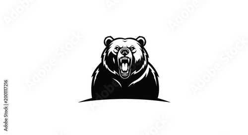 Furious bear head in black.