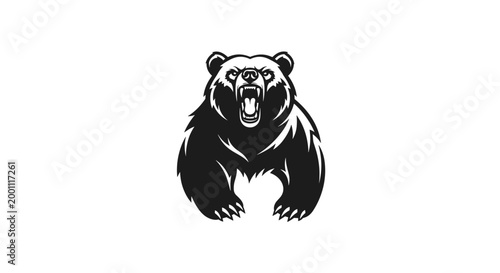 Furry Grizzly Bear Roaring Angrily.