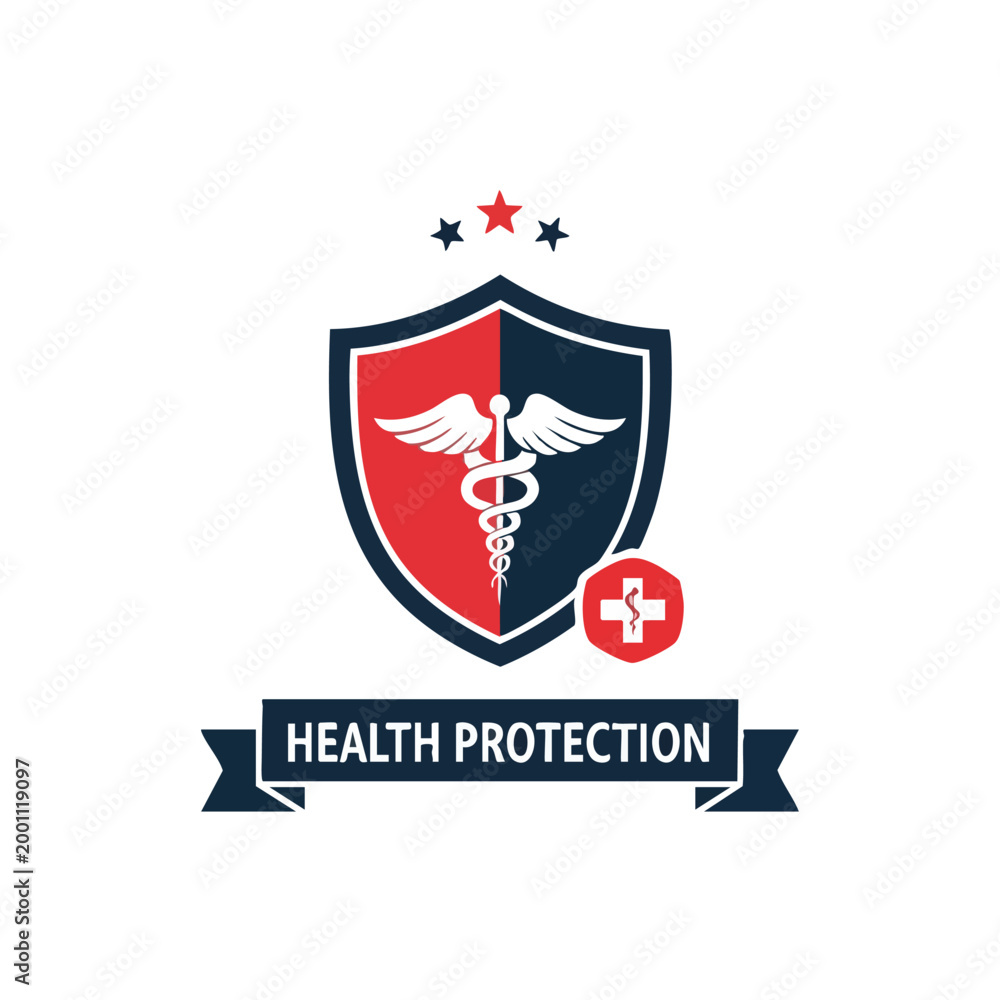 Obraz premium Health Protection Shield Logo. Medical Emblem. Vector Icon. Professional Healthcare Graphic.