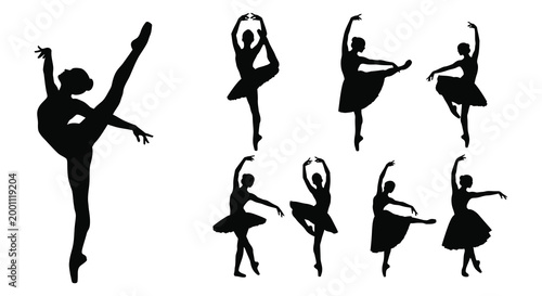 Elegant ballet dancers silhouette collection a graceful display of movement and artistic expression