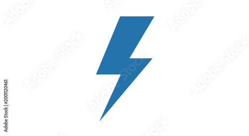 Blue Electric Lightning Bolt Icon Symbol.