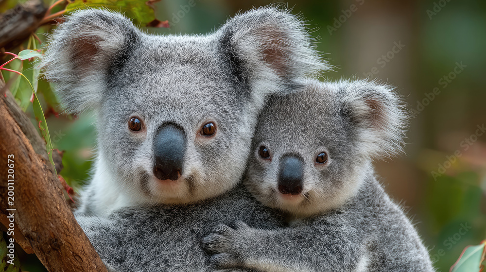 Fototapeta premium Koala Mother and Baby A Tender Moment in the Wild 1.