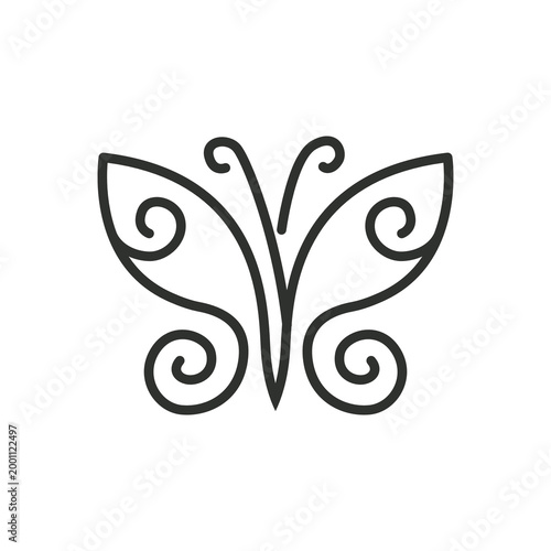 Fotografija Ornamental Butterfly Swirl Logo Design, Decorative Filigree Insect Icon for Luxu