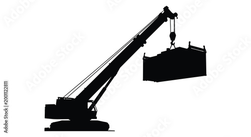 Construction crane silhouette lifting heavy load a powerful industrial scene