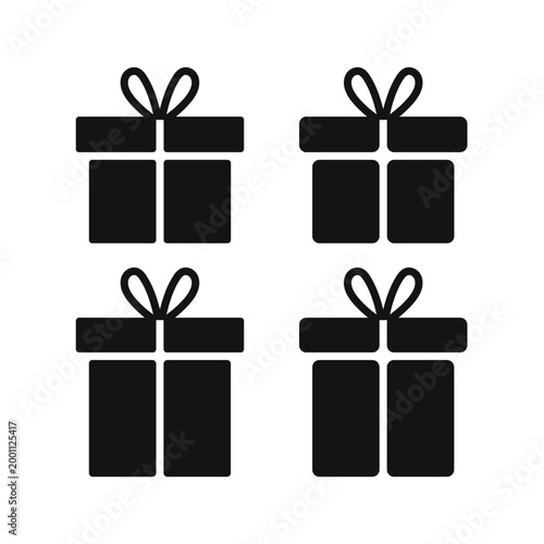 Gift boxes silhouette icons set isolated on white background