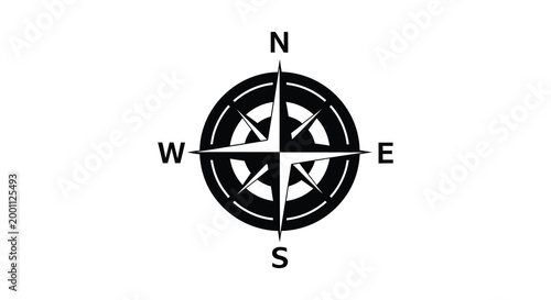 Vintage compass rose silhouette navigational tool for direction and exploration
