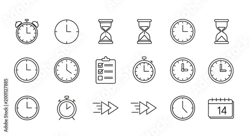 Collection of various clock icons.
