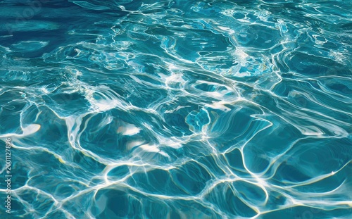 Rippling Blue Water Surface with Sunlight Reflections.