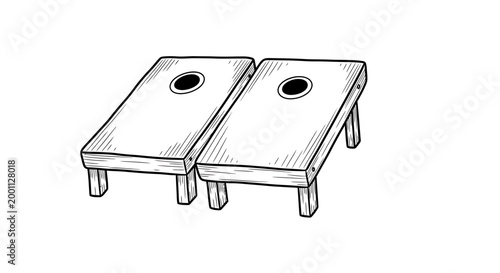 Two Cornhole Boards Ready for a Game.