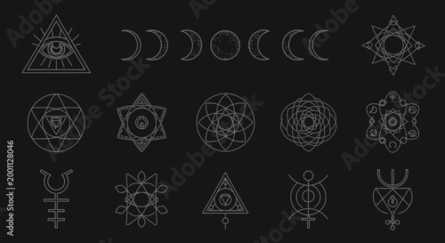 Various spiritual and mystical symbols.