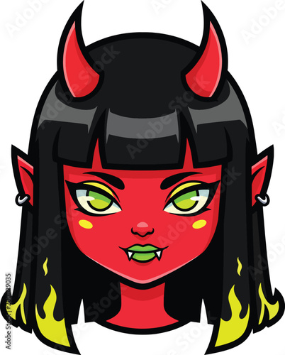Demon Girl Character Avatar Illustration
