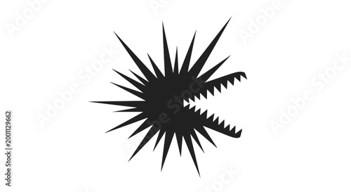 Black Silhouette of Shark Attacking Prey.