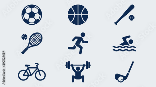 Flat Sports Icon Set Vector