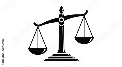 Scales of justice silhouette a symbol of fairness and legal equilibrium in black and white