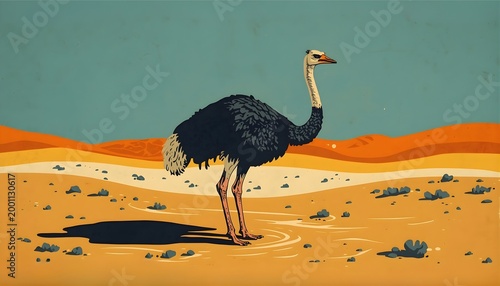 ostrich in the desert