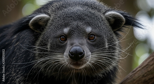 Close-up of Binturong Bearcat Face.