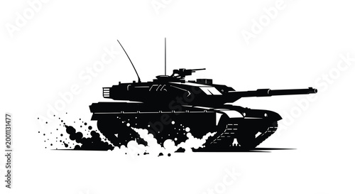 Powerful tank silhouette a bold black and white illustration of military strength and warfare