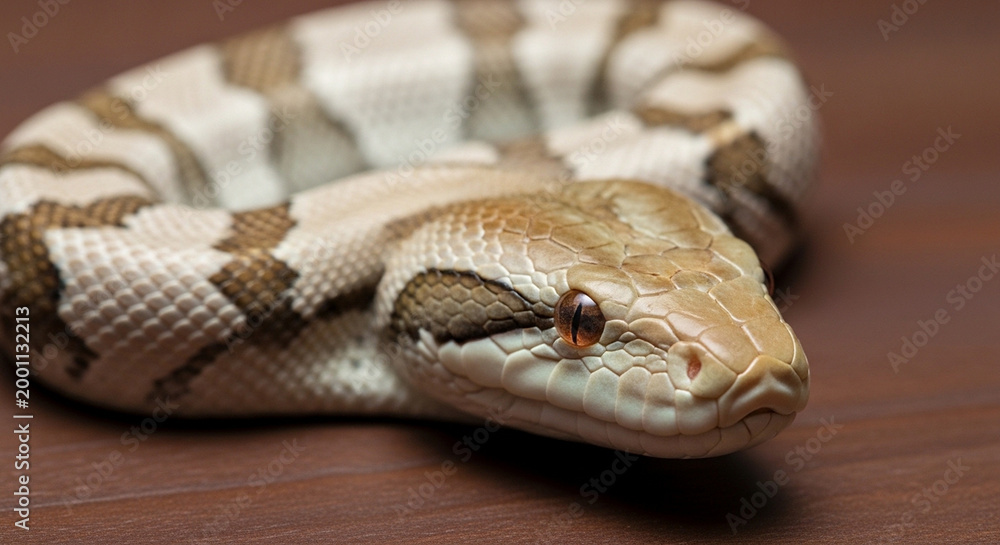 Fototapeta premium Closeup of python snake head resting.