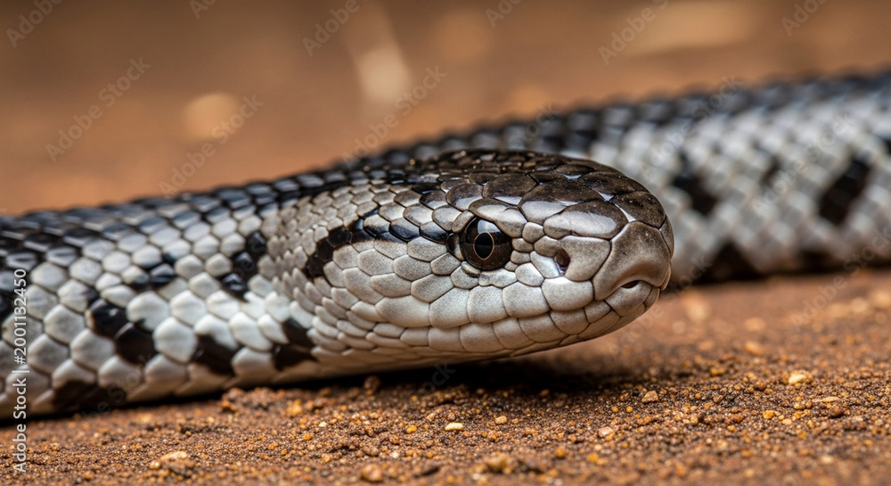 Obraz premium Close-up of snake on ground.