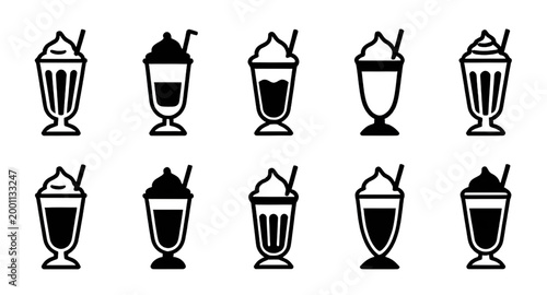 drink, beverage, smoothie, frappe, cold, cup, icon, outline, black, white, straw, refreshment, cafe, liquid, vector, graphic, minimal