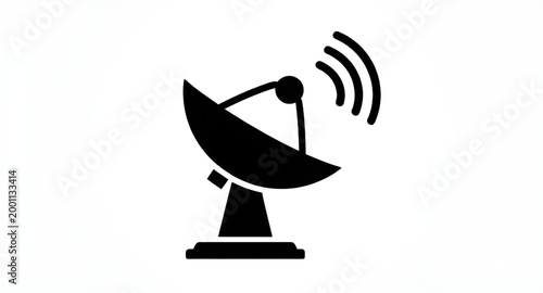 satellite dish icon, wireless communication symbol, telecom antenna graphic, broadcast signal illustration, black white satellite, network technology icon, global communication sign, dish antenna vect
