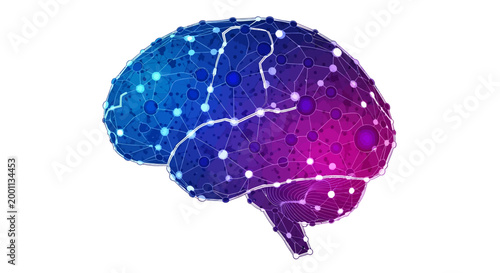Brain with constellation lines and dots.