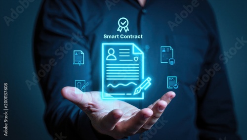 Smart contract automation, blockchain transaction, decentralized automation, crypto transaction, AI-powered contract execution, cloud-based legal document verification, agreements, e-contract system