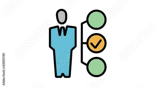 Human Resource Selection Motion. Business leader managing a hierarchy of candidates with a checkmark, illustrating recruitment, hiring process, personnel management, and leadership decision making.