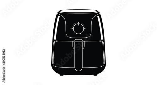Black air fryer silhouette modern kitchen appliance for healthy cooking and convenient meals