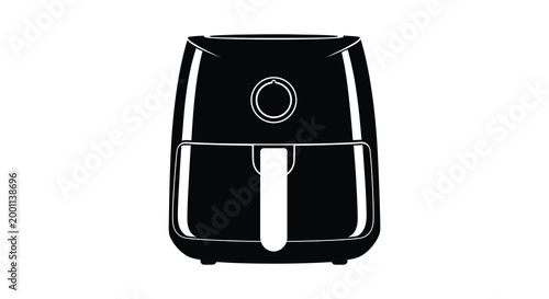 Black air fryer silhouette modern kitchen appliance for healthy cooking and convenient meals