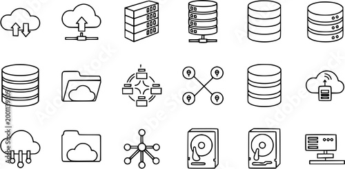 Technology Icons: Cloud, Server, Storage, Network, Folder, Computer, Hard Drive