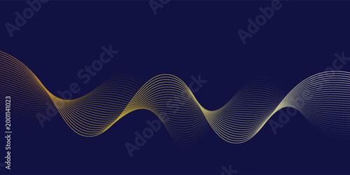 Flowing dark blue curve shape with soft gradient vector abstract background, relaxing and tranquil art, can illustrate health medical or sound of music. Vector illustration