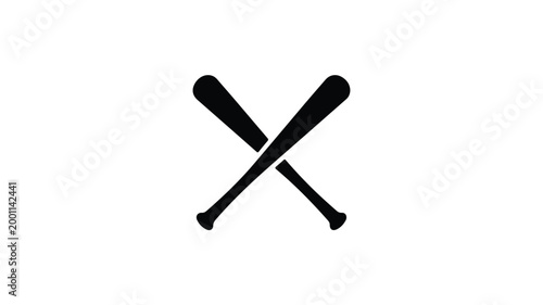 Two baseball bats crossed over each other in a graphic design