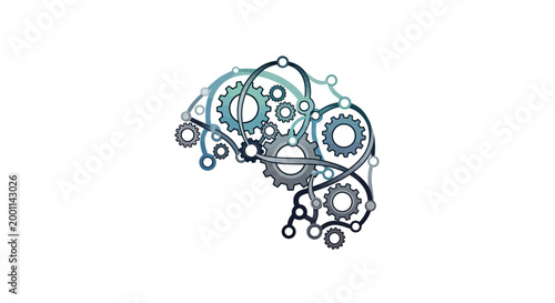 Quadro su tela Brain made of mechanical gears.