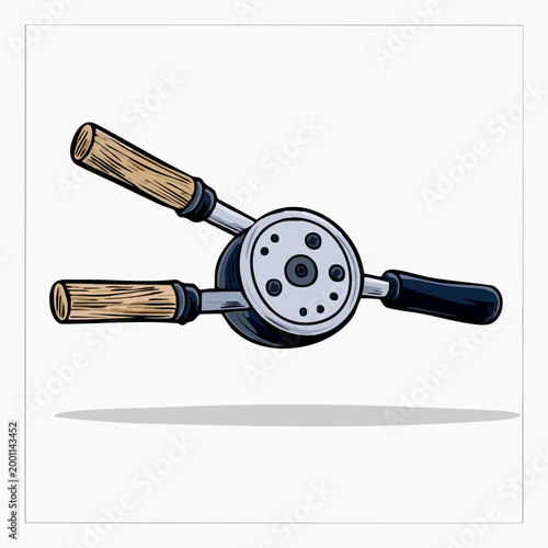 Rowing Machine Handle Grip Vector Illustration - Fitness Equipment Component