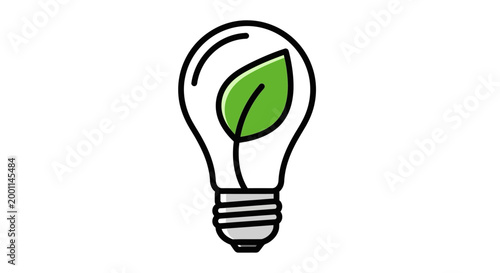 Eco-Friendly Light Bulb with Green Leaf Symbolizing Sustainable Energy and Environmental Conservation.