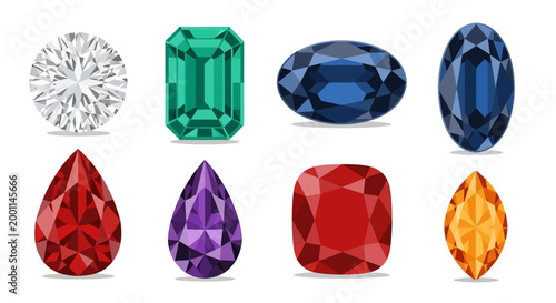 Collection of various colorful cut gemstones.
