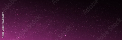 Space background with purple gradient. Bright sparkling stars with soft cosmic glow. Wide color outer space. Glowing universe with constellations. Beautiful Milky Way. Vector illustration.