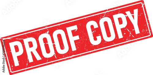 Grunge rubber stamp with text Proof Copy in white on a red rectangle background