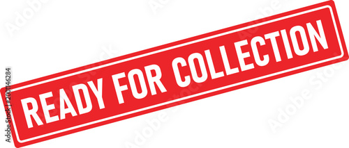 Rectangular red ink stamp displaying Ready For Collection in clean white lettering