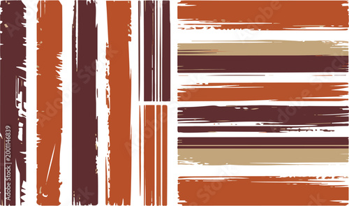 Collection of grunge paint brush strokes isolated on transparent backdrop.