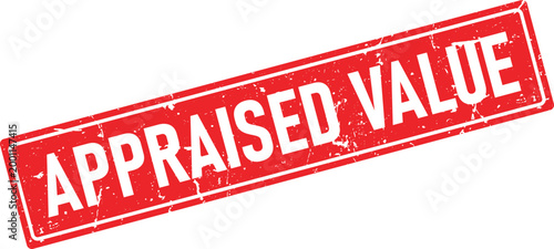 Red rubber stamp mark with white distressed text APPRAISED VALUE on a white background