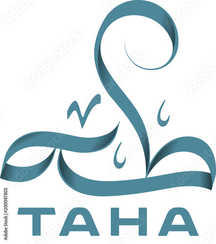 Taha Arabic Calligraphy PNG | Transparent Background Arabic Name Logo, Custom Typography Design, Islamic Calligraphy Art