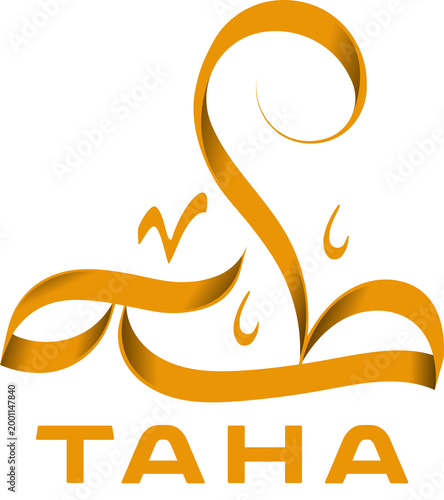 Taha Arabic Calligraphy PNG | Transparent Background Arabic Name Logo, Custom Typography Design, Islamic Calligraphy Art